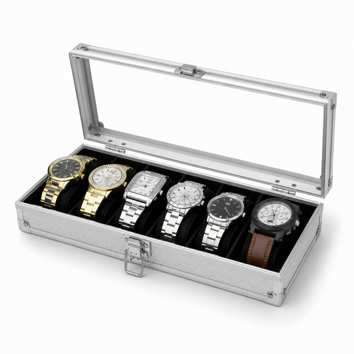 Boîte à Montres Élysée | Aluminium Argenté Série 6