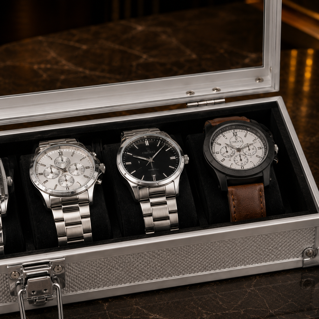 Boîte à Montres Élysée | Aluminium Argenté Série 6