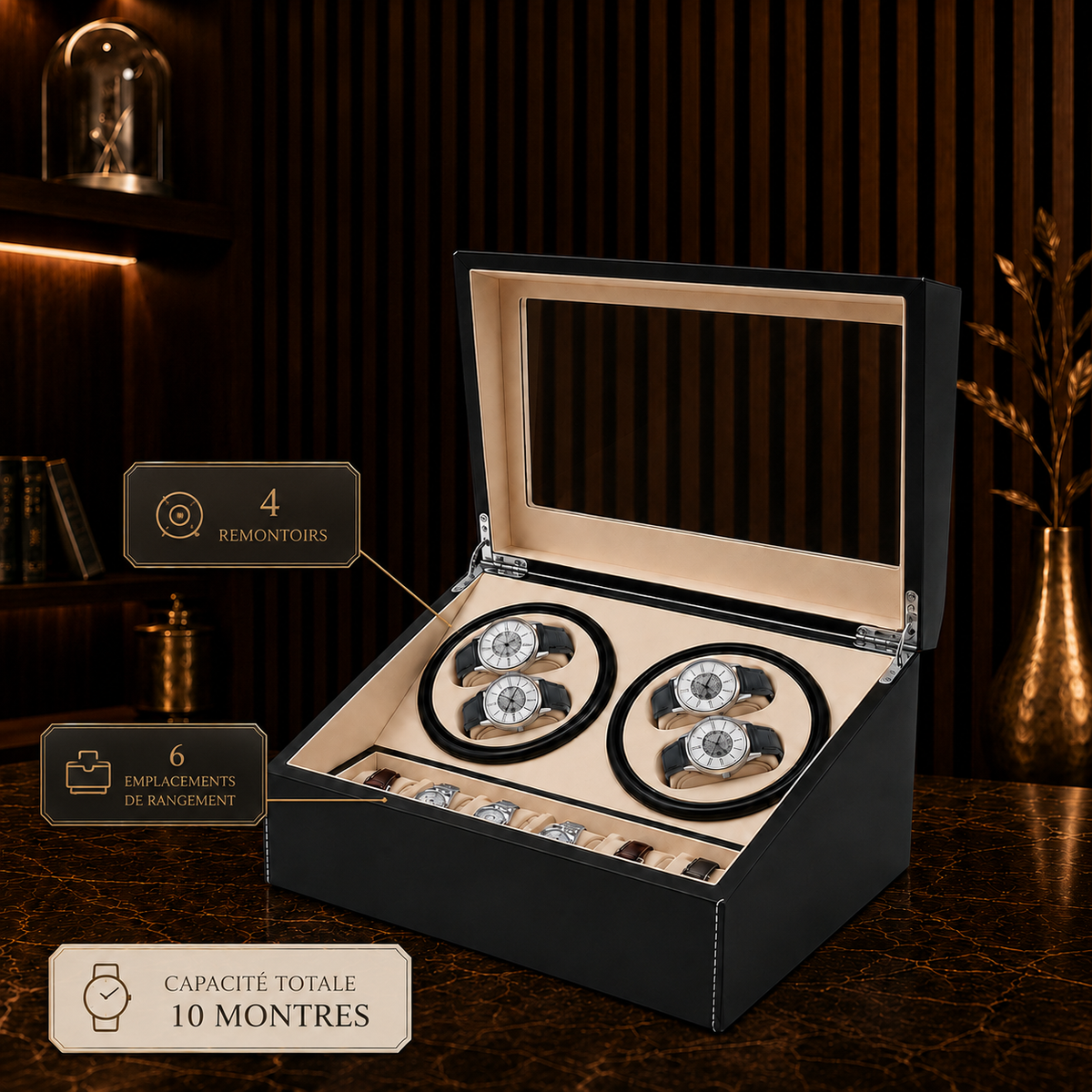 Remontoir Montre Automatique Prestige | Noir